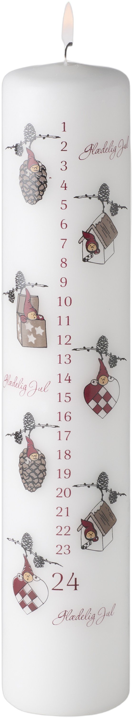 Kalenderlys Nisserik Hvid